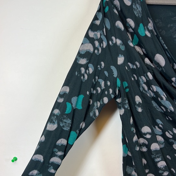 French Connection Women's Green Polka Dot Cowl Neck Long Sleeve Top Size M - Picture 4 of 5